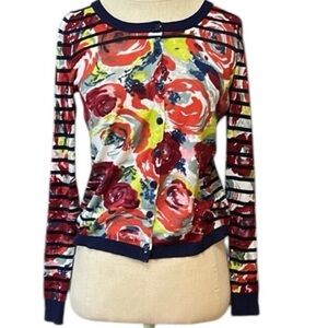 Anthropologie Sparrow Artist’s Study Stripe Floral Cardigan
